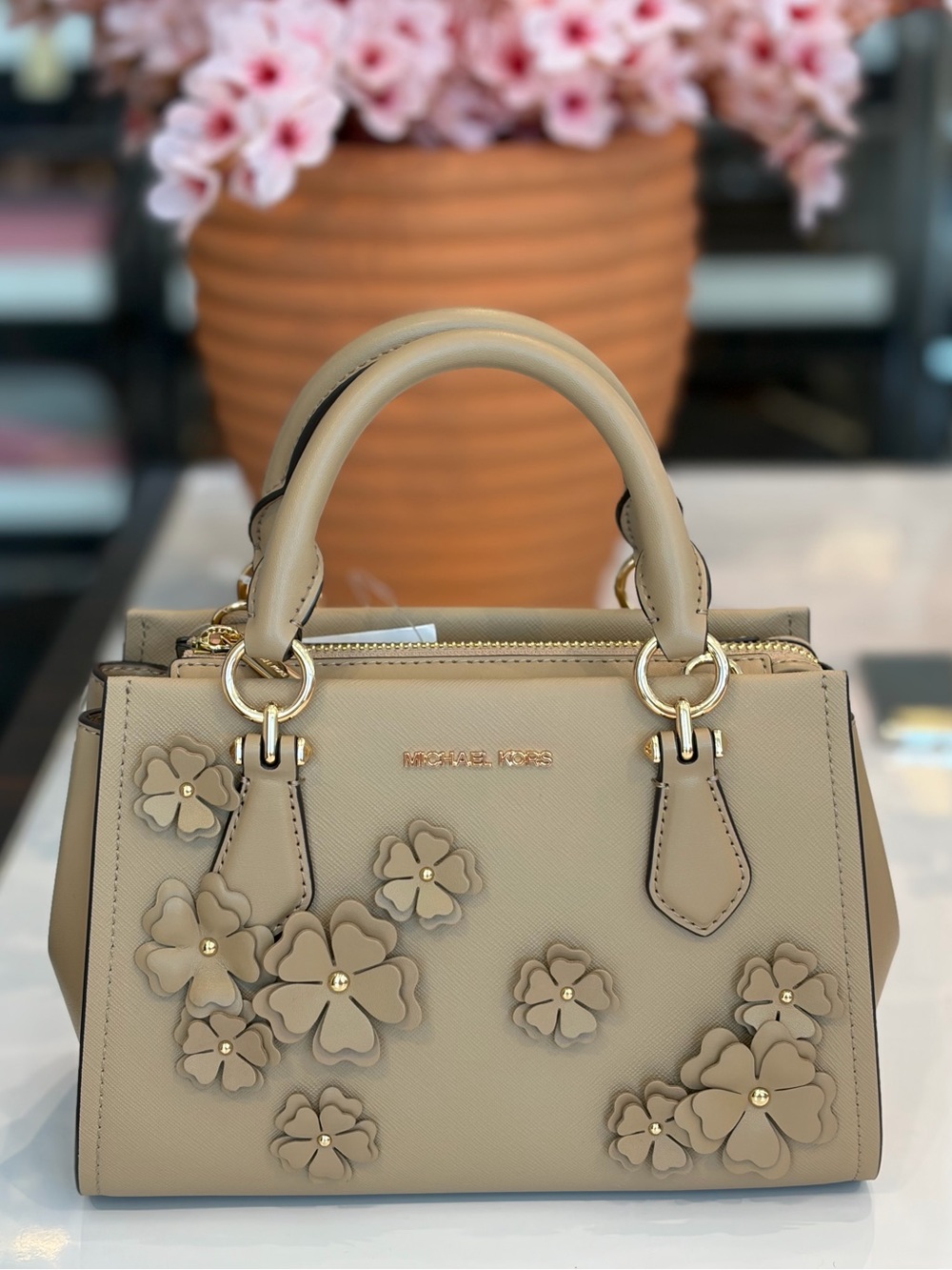 MICHAEL KORS  Marilyn Small Floral Embellished Satchel - Picture 6 of 10